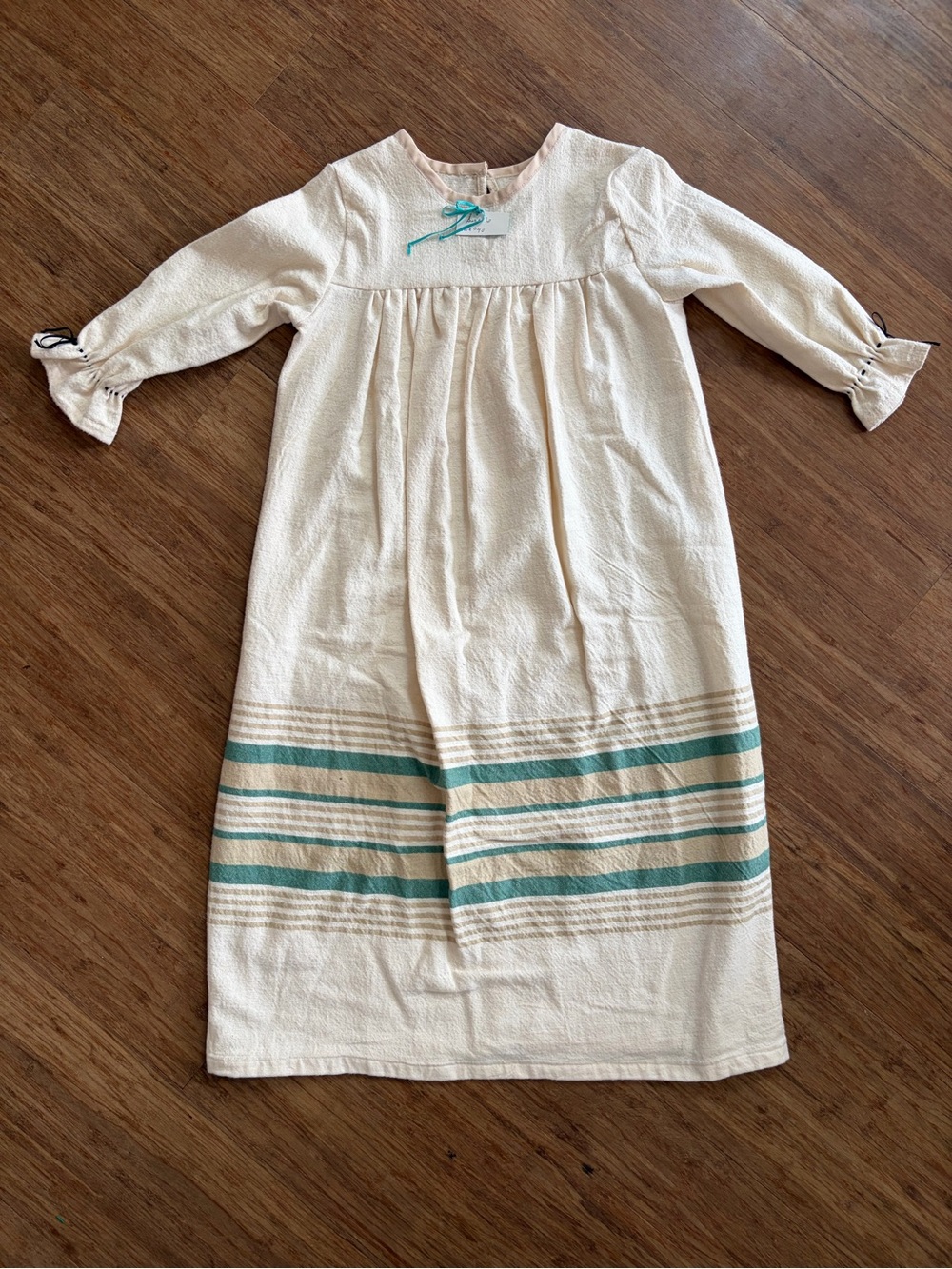 Handmade Vintage Style Girls Nightgown Striped Long Sleeve NWT Size 6